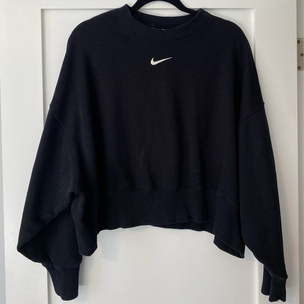 Nike Black Cropped Oversized Hoodie